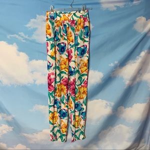 Marc Darcy-Floral White Elastic Waist Pants size 8